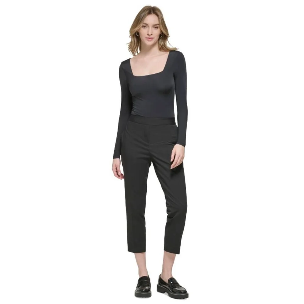 CALVIN KLEIN Women's XL Square-Neck Black Long Sleeved Bodysuit NWT - Picture 2 of 6